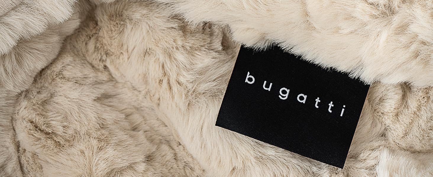 Плед Bugatti з штучного хутра 150x200 см, бежевий – м'яка тепла ковдра з хутряним ефектом, високоякісний флісовий плед для дому