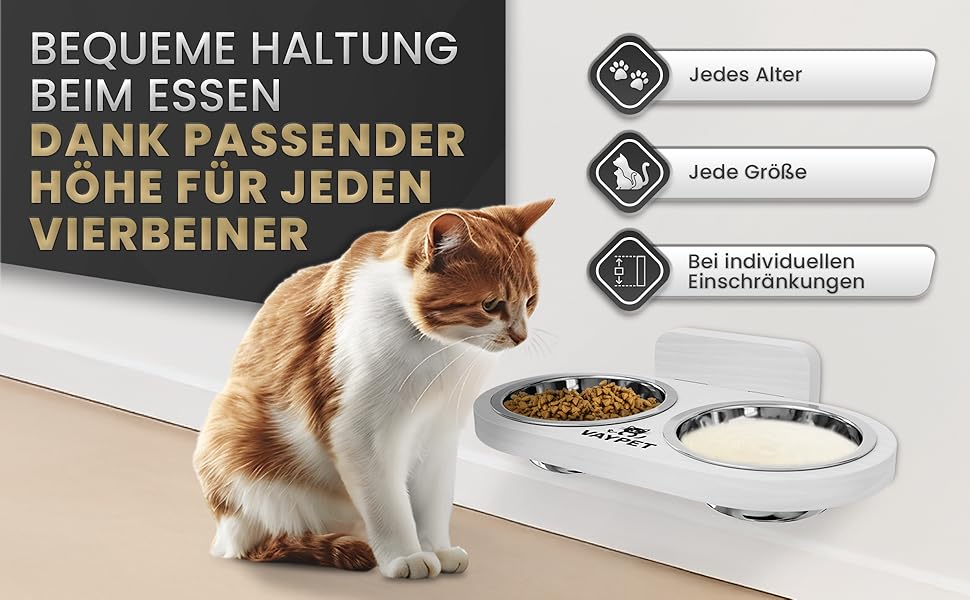 Підвищений годівниця для котів Doppel-Katzennapf: не потребує свердління, зручна, з нержавіючої сталі, чорний