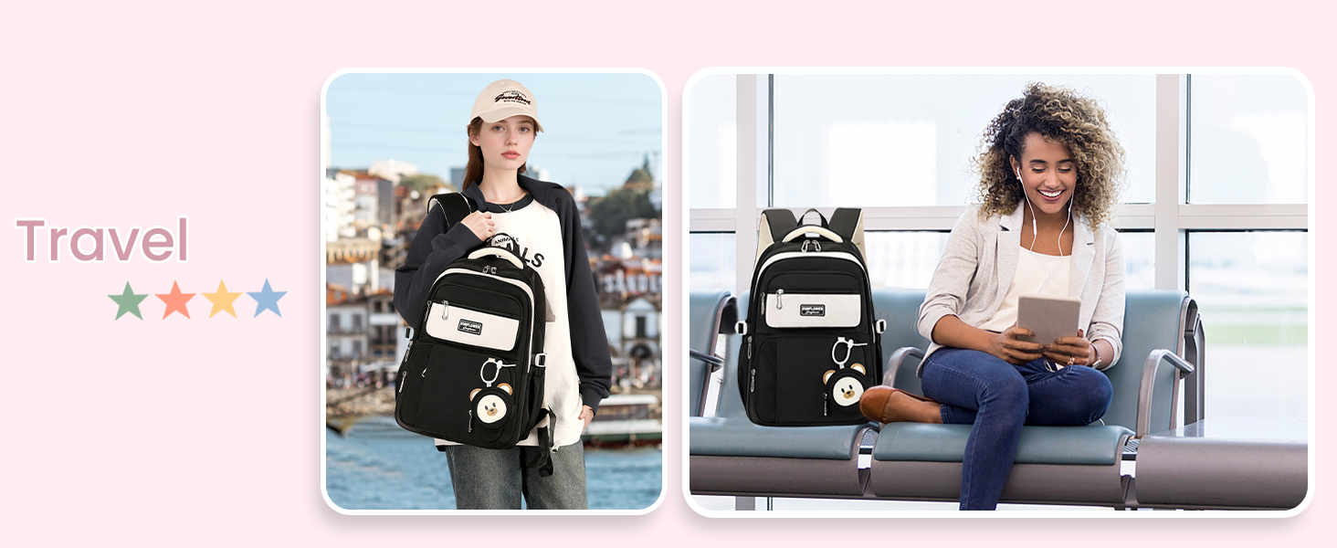 Шкільний рюкзак Makukke для дівчаток, водонепроникний, 30л, для 5 класу, з милим брелоком, зелений