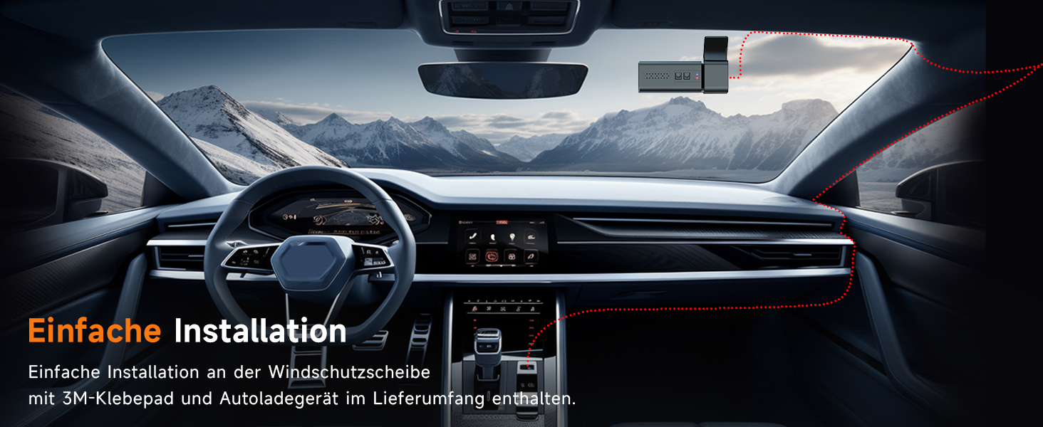 Відеореєстратор Veement Dashcam Auto Vorne 2.5K з WiFi, 1440P, 32GB SD, ParkWatch, Нічне Бачення, G-Sensor, Loop, APP, Чорний