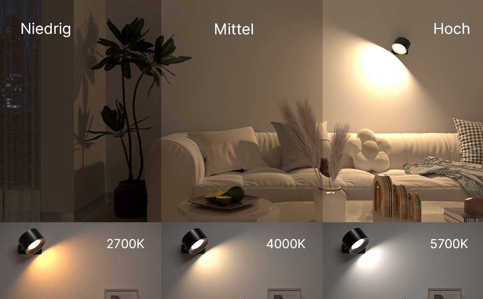 LED настільна лампа настінна з USB-зарядкою, 3 кольори та 3 рівні яскравості, 360° поворот, сенсорне керування, 2 шт. (білий, чорний)