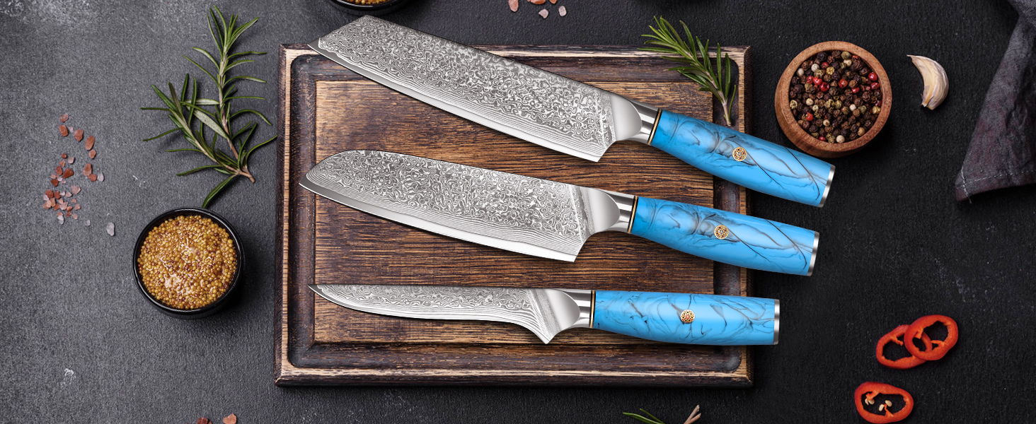 Ніж Kiritsuke Kochmesser з дамаської сталі Home Safety, 18.8 см, 67 шарів VG-10, ергономічна ручка, подарункова коробка