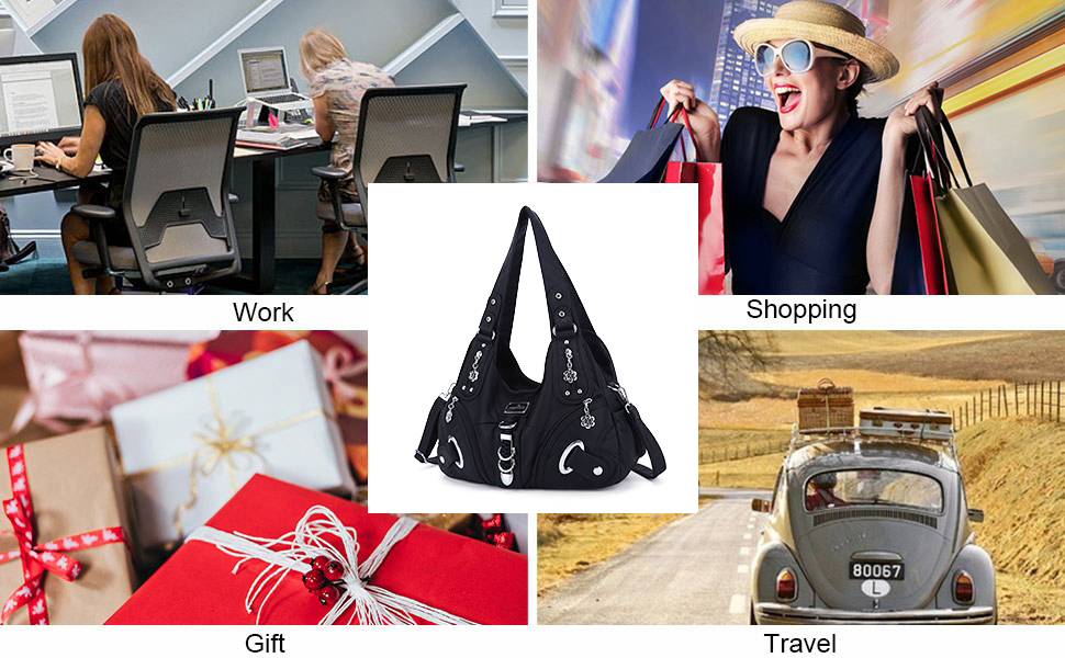 Сумка жіноча Angel Kiss Hobo через плече, чорна, PU шкіра, багато відділень