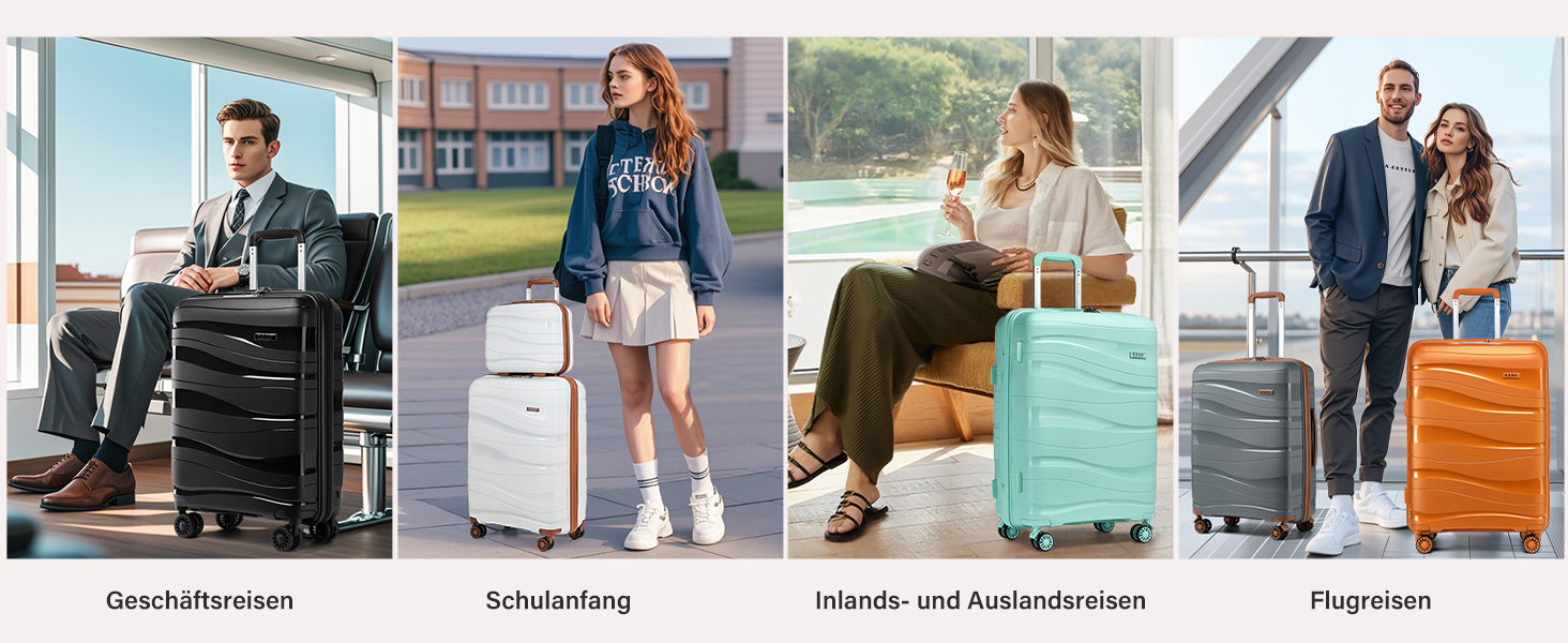 KONO Чемодан середнього розміру 65 см з поліпропілену, з TSA замком, 65x46x26.5 см (Крем-білий) (Сіро-коричневий), ручна поклажа