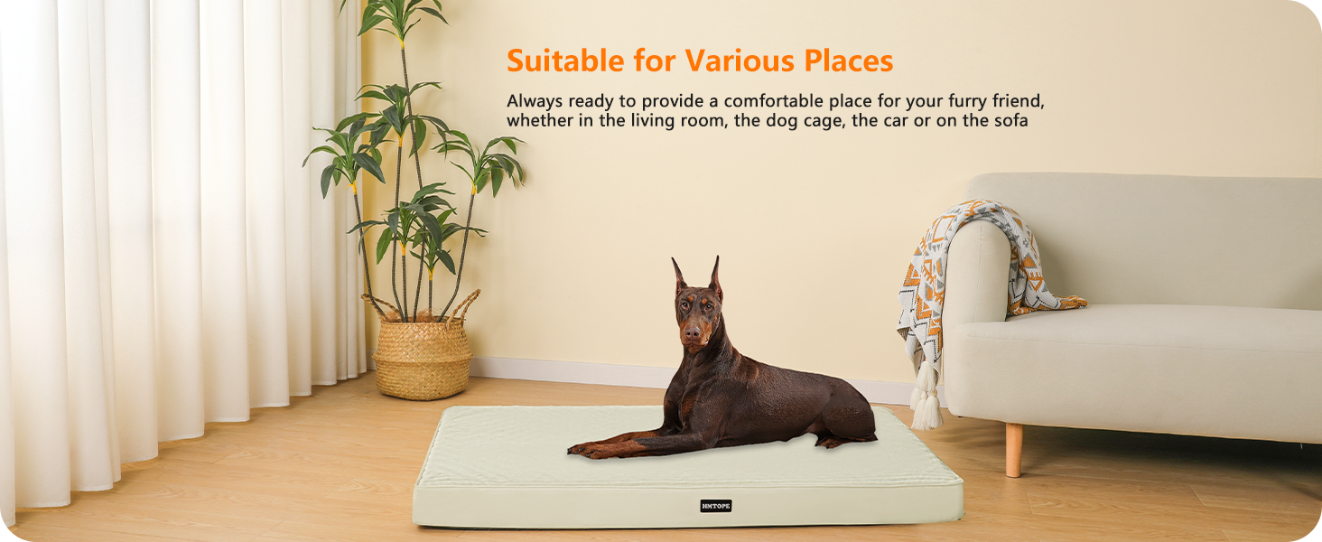 Ортопедичне ліжко для собак HMTOPE, 91 см, товщина 9 см. Зручне, знімне, водонепроникне, з антиковзким покриттям. Підходить для собак середніх порід.