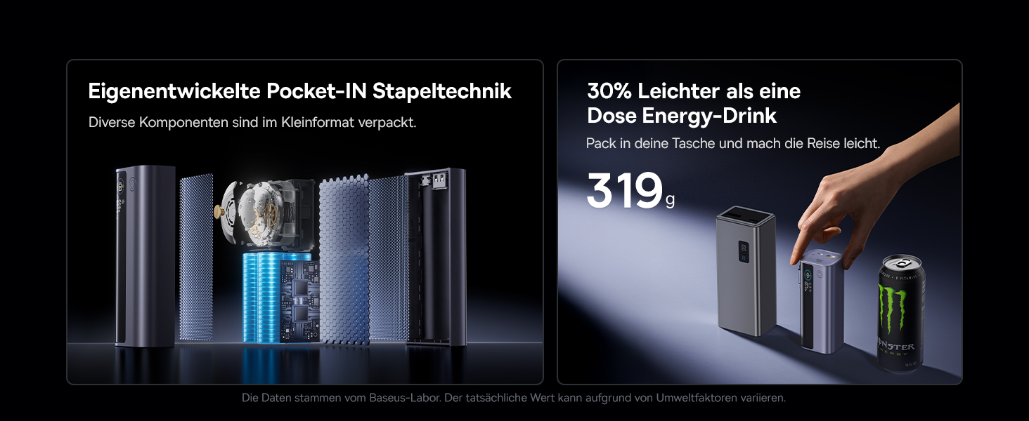 Powerbank Baseus EnerGeek для ноутбука: 100W, 10000mAh, 2x USB-C PD 3.0, Digitaldisplay, сумісний з MacBook, Dell, HP, SteamDeck, iPhone, Samsung