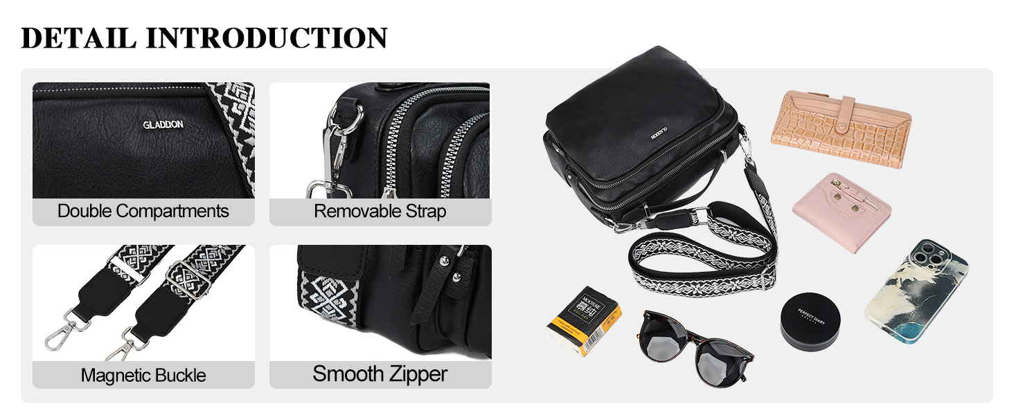 Сумка жіноча Gladdon через плече, шкіряна кросбоді, коричнева (A-braun) з регульованим плечовим ременем та застібкою-блискавкою