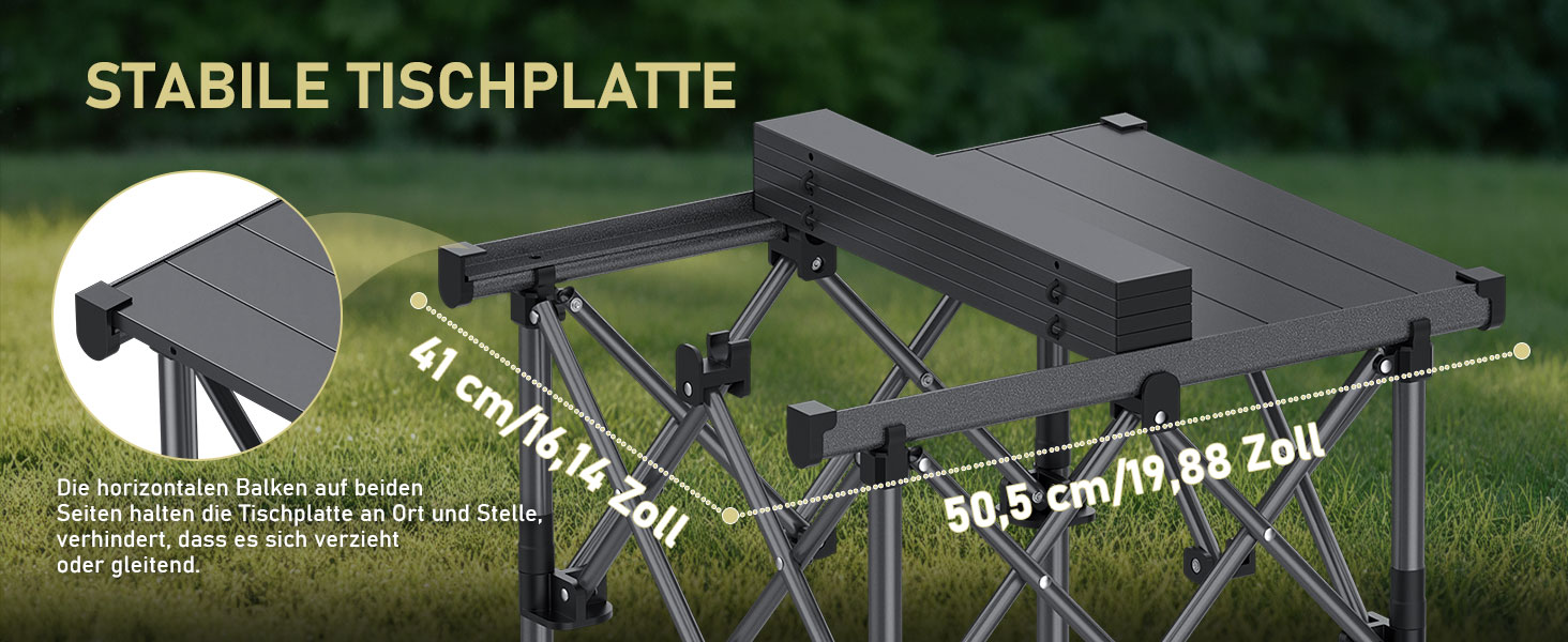 Складний кемпінговий стіл Anbte алюмінієвий 67x58 см, регульована висота (44/70 см), вантажопідйомність до 150 кг, з сумкою для зберігання - для пікніка, саду, балкону