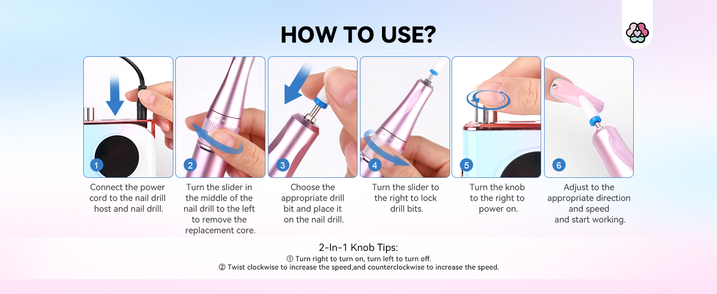 Електрична фрезер для нігтів Saviland 40000 об/хв, 12 в 1, професійний манікюр/педикюр, 4000mAh, USB, портативна, з набором фрезерних насадок, градієнтний колір
