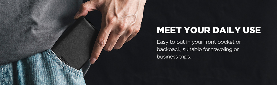 Чоловіче шкіряне картхолдер VULKIT з RFID-захистом, відділенням для грошей та візитки (блакитний)