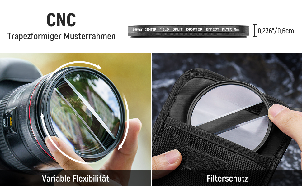 NEEWER 77mm фільтр діоптрій з розділеним полем, камера, лінійний призма K9, оптичне скло, аксесуар для об'єктива, ефект розмиття фону, кольоровий ефект