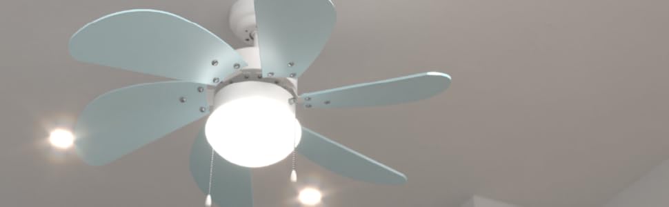 Стельовий вентилятор Cecotec EnergySilence 3600 Vision Sky 92 см з лампами, 50 Вт, 3 швидкості, білий/блакитний