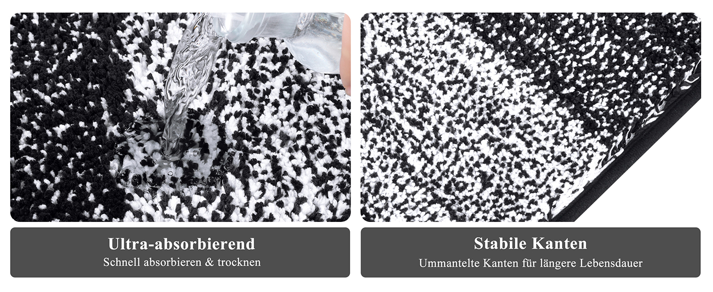 Enyhom 3-Piece Microfiber Bath Mat Set - Non-Slip Bathroom Rugs & Toilet Lid Cover - Soft & Washable (Black, 45x65cm, 50x80cm, 50x60cm)