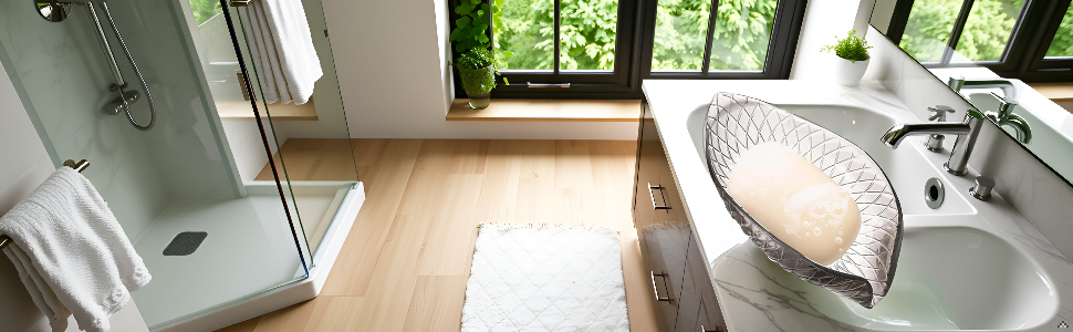 Чорна мильниця з присоском | Прозора мильниця для душу та ванни | Підставка для мила, щіток та аксесуарів