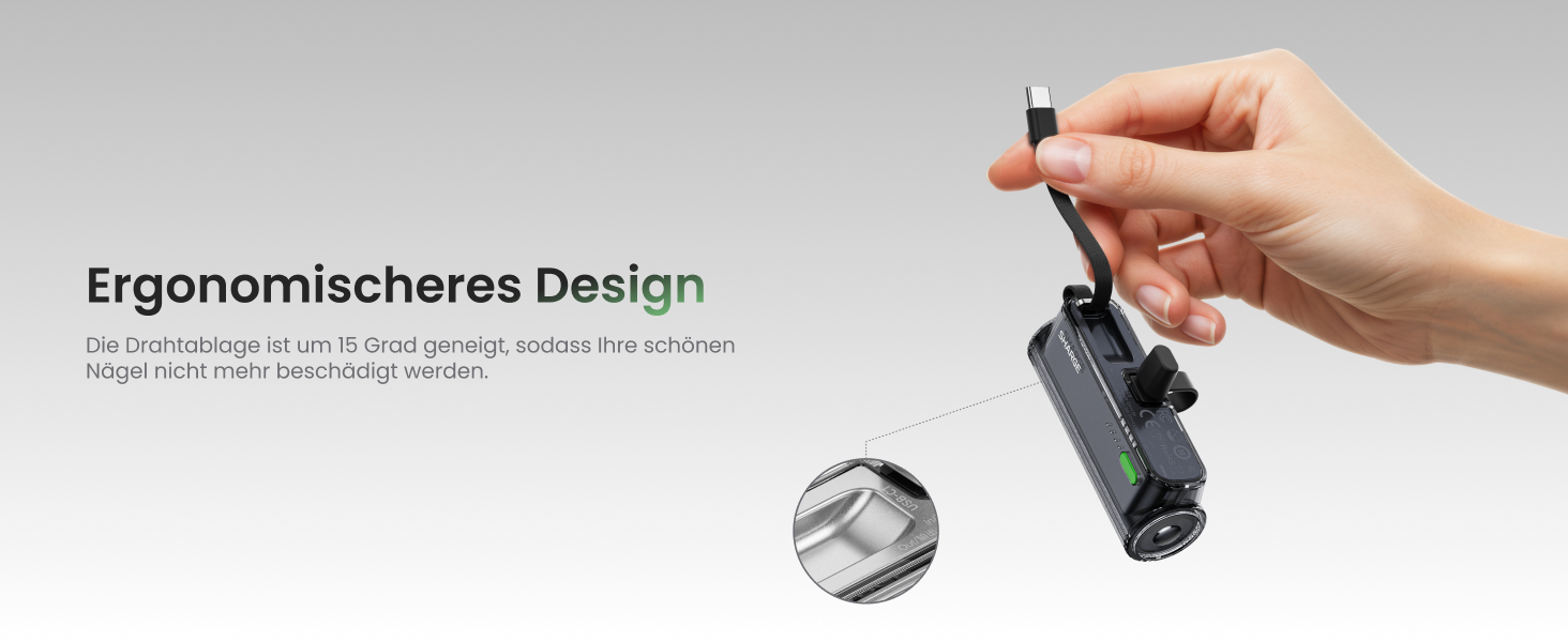Power Bank SHARGE Flow Mini 2 22.5W: Компактний акумулятор з інтегрованим кабелем для iPhone та Galaxy, USB-C та Lightning