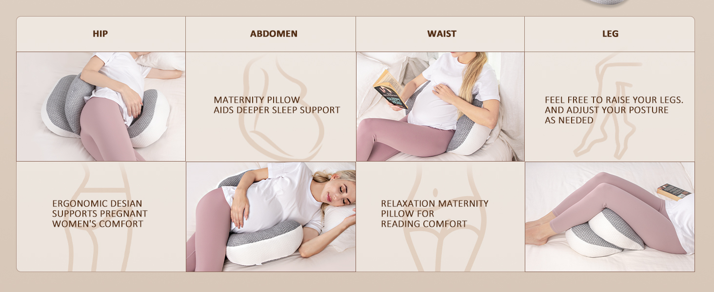 Тілопідтримуючий подушок для вагітних Chilling Home, для сну на боці та животі, регульований, з дихаючою обшивкою (сірий)