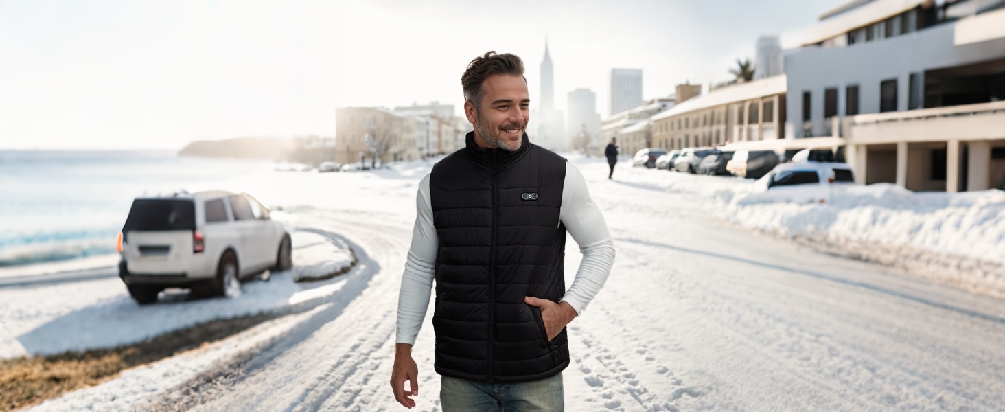 Обогревна жилетка для чоловіків та жінок, жилетка з підігрівом з акумулятором 10000 mAh та 5 зонами підігріву, для катання на лижах та полювання, чорний колір