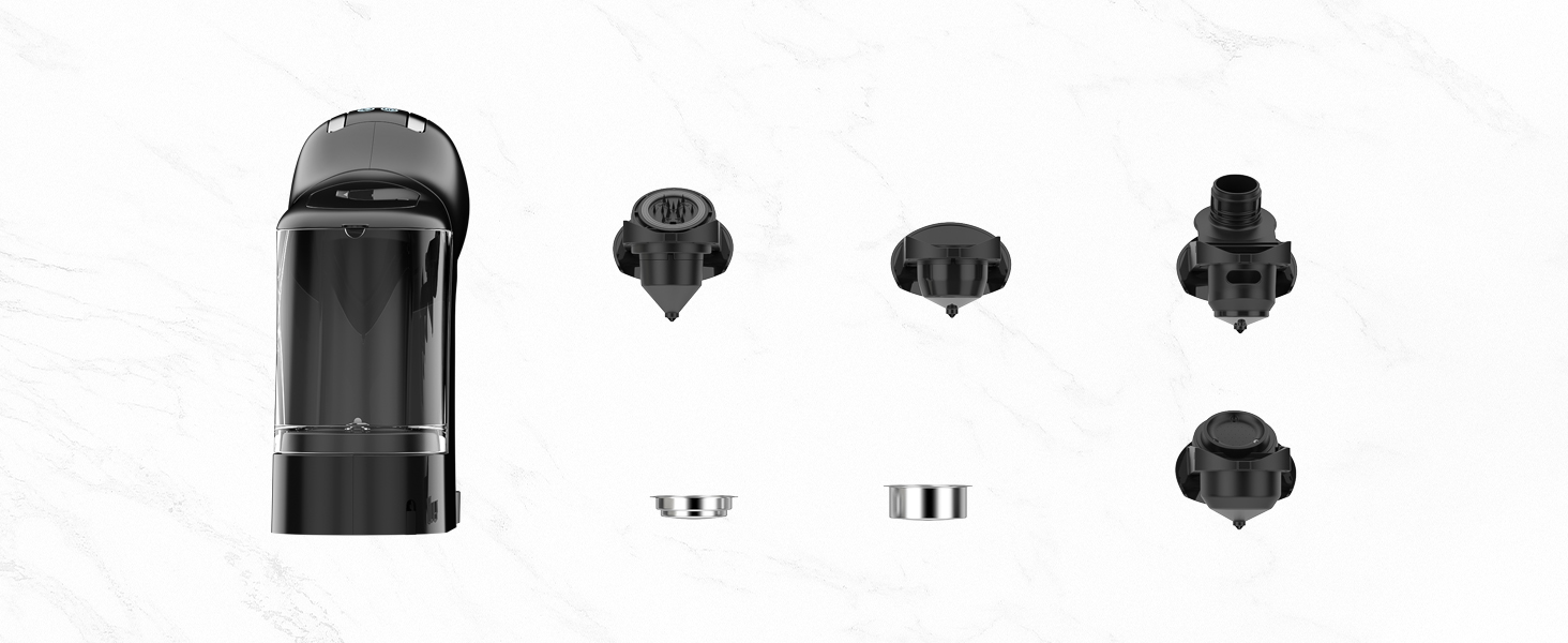 Кавомашина KOTLIE 5-в-1 для капсул, меленої кави та ESE (44 мм), чорна (EM-308A)