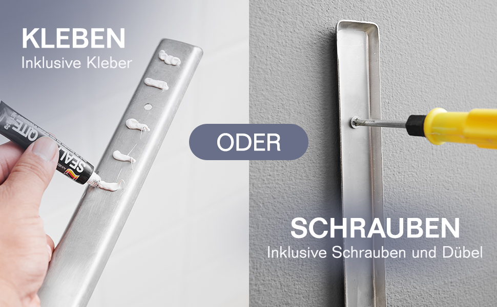 Тримач для рушників без свердління для ванної кімнати | Без бактерій | Прихований кріплення | Тримач рушників з гачками - нержавіюча сталь SUS 304, нержавіюча сталь, полірована | з дзеркальним покриттям