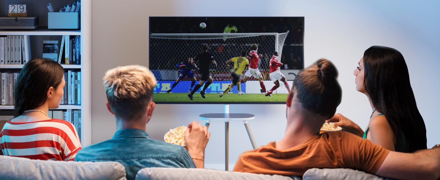ECOTINY Adjustable TV Stand for 40-65 inch LCD LED OLED TVs - Portable Wood TV Stand with Wood Tray, VESA 400x400, Up to 35kg, Black Walnut & White