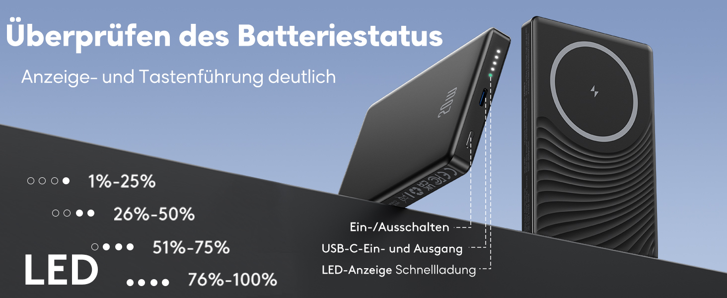 Power Bank Ntaanoo з MagSafe для iPhone 16/15/14/13/12 (10000mAh, 20W, бездротова зарядка)