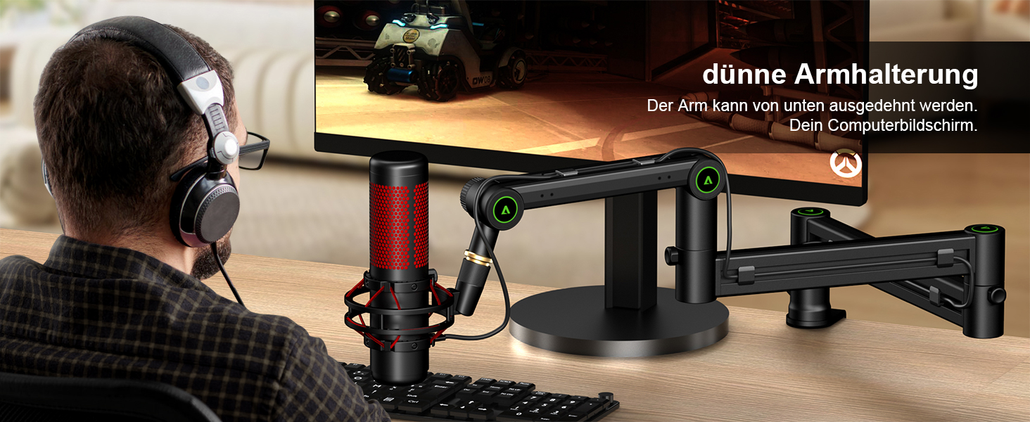 Кріплення для мікрофона Aokeo AK-58i – низькопрофільний тримач для HyperX QuadCast, Elgato Wave, Shure SM7B, Blue Yeti, Blue Snowball