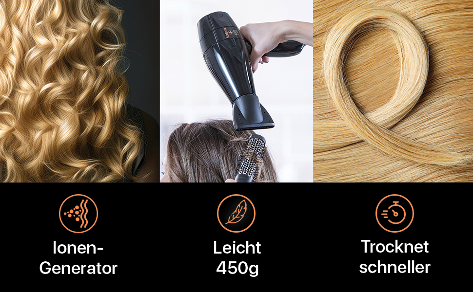 Професійний фен Valera Swiss Silent Jet Light 7500 Ultrablack: потужний мотор PM-Pro, 2000 Вт, іонізація, 6 температурних режимів