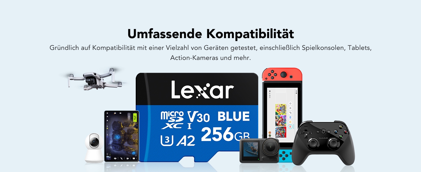 Карта пам'яті MicroSDXC Lexar Blue 256GB, швидкість до 160 МБ/с, UHS-I (набір 2 шт)