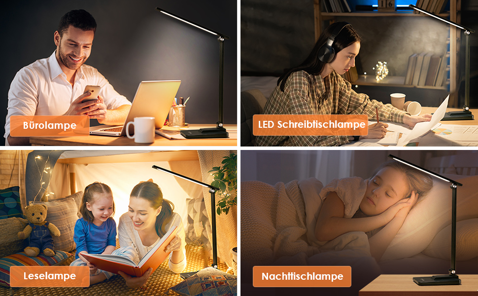 Стійлампа LED з 15 режимами денного світла, 1000LM, регульована яскравість, чорна