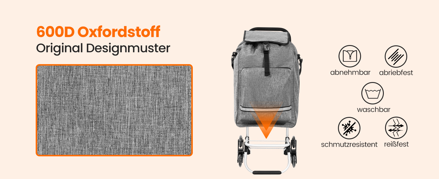 Складаний візок для покупок Homecall 50L з охолодженням, 3-в-1: візок, сумка на колесах, тачка (темно-сірий, сходинкові колеса)