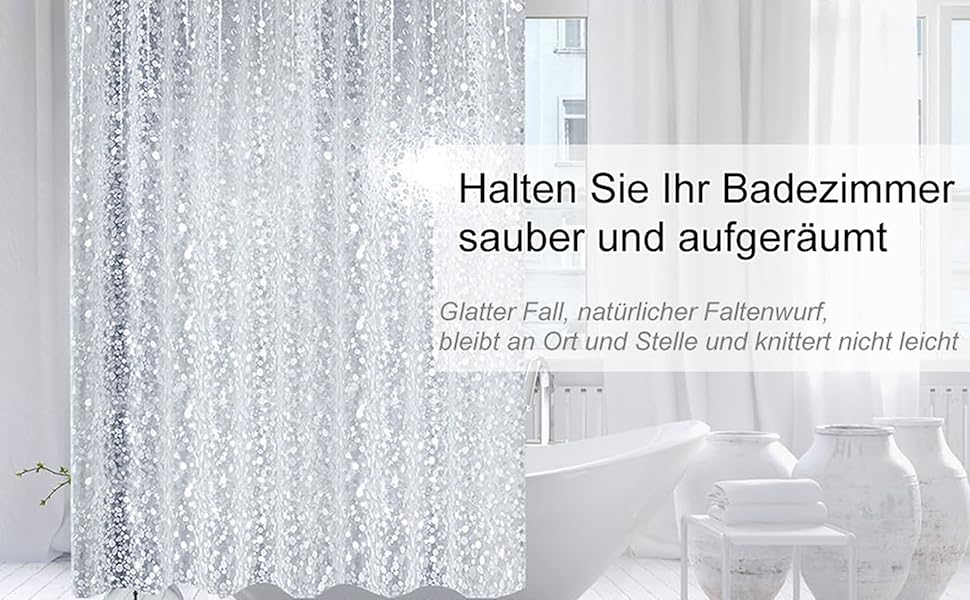 Штора для душу миюча Peva 300x200 см в білу крапку, антигрибкова, прозора для ванної кімнати