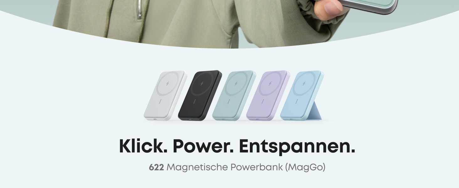 Магнітний бездротовий зовнішній акумулятор Anker 622 MagGo Power Bank 5000mAh з USB-C та складаним дизайном для iPhone 12/13/14/15/16/17, Jade Green