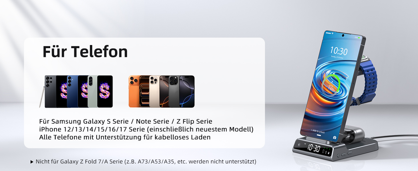 Бездротовий зарядний пристрій для Samsung Galaxy S25 Ultra, S24, Z Fold 6, Z Flip 6, Watch Ultra/8/7/6, Buds - чорний