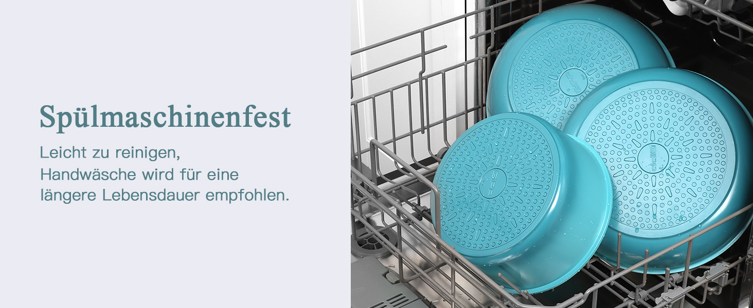 Набір посуду GiPP 11 предметів: сковорідки та каструлі з антипригарним покриттям, знімні ручки, сталевий, блакитний градієнт, для всіх типів плит, сумісний з духовкою