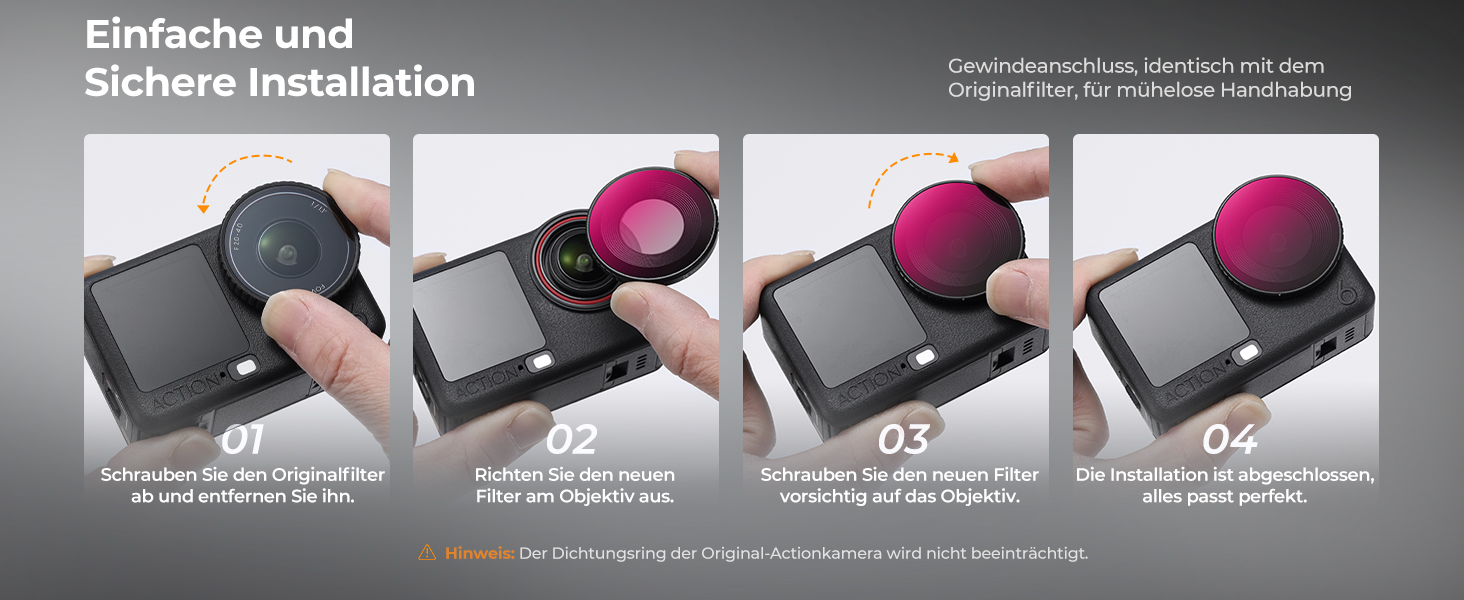 Набір фільтрів K&F Concept ND для DJI Osmo Action 6: ND8, ND16, ND32, ND64 (з поляризацією)