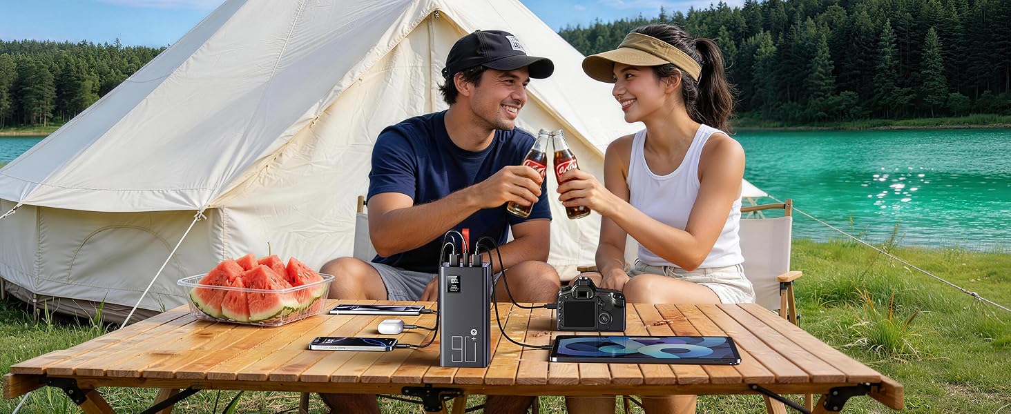Power Bank 90000mAh, 30W PD USB-C, Зовнішній акумулятор з LED-дисплеєм, 5 портів, для iPhone/Samsung/Планшетів, Червоний