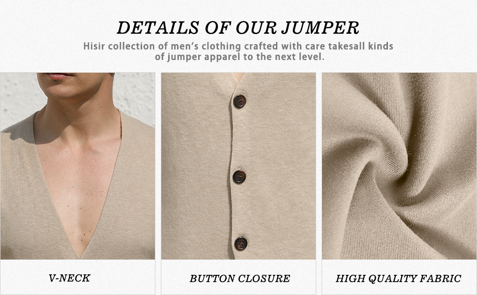 Чоловічий кардиган Hisir з V-подібним вирізом, легкий, елегантний, зимовий, класичний, з ґудзиками (07 Vc, хакі, XL)