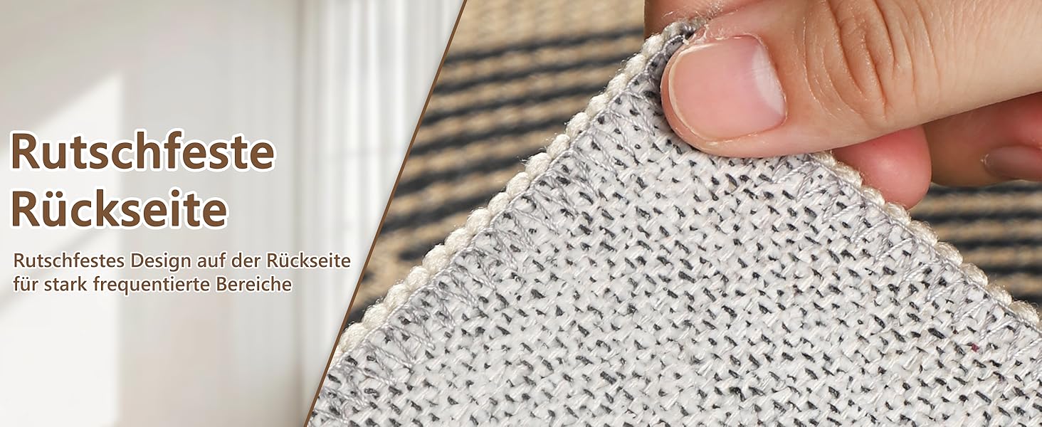 Килимок для дому та вулиці 50x80 см, джутовий, антиковзаючий, чорний