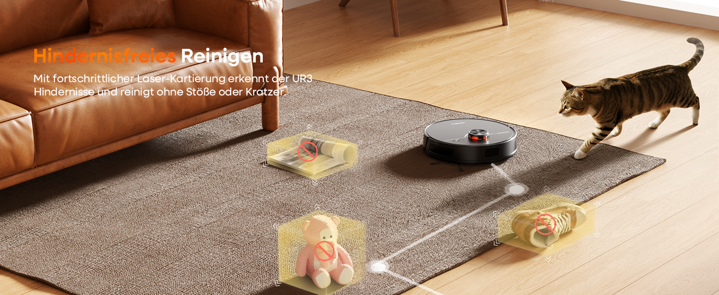 Робот-пилосос з функцією миття 7000Pa, з базою самостійної очистки 3.5L, час роботи 180 хв, LiDAR навігація, для прибирання шерсті тварин, килимів та твердих підлог, керування через додаток, чорний