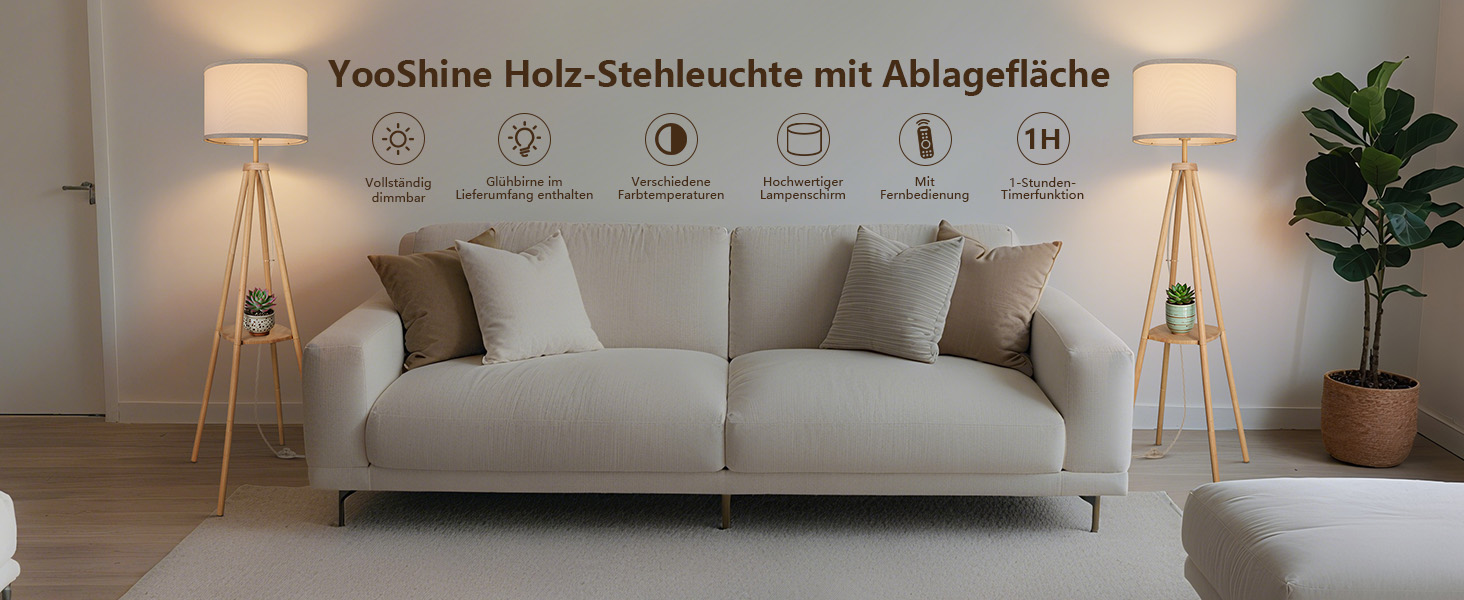 Стійка лампа для вітальні з полицею, диммування 2700K-6500K, дерев'яний каркас, з полицею та пультом дистанційного керування. Стійка світло для вітальні, спальні, офісу, дерево