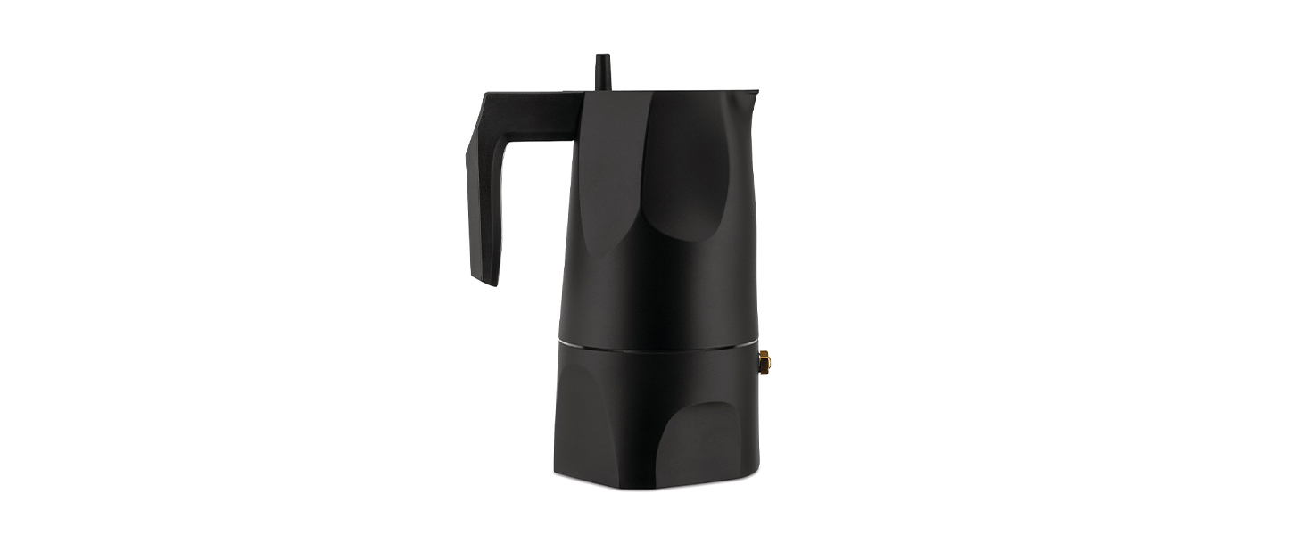 Еспресо-кавомашина Alessi Ossidiana MT18/3 B - дизайн, алюміній, 3 чашки, чорний колір