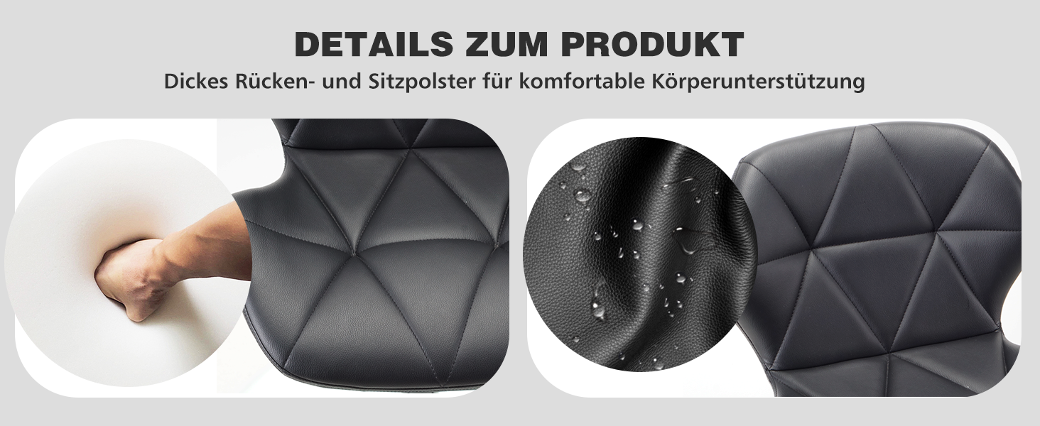 WangPangzi Adjustable Bar Stools 2-Pack with Backrest - Padded Faux Leather Kitchen Bar Chairs with Footrest for Counter, Home, Hotels & Bars (Black & Gray)