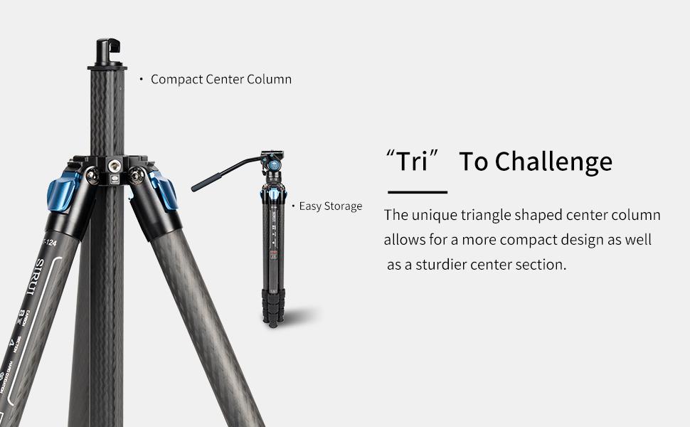 Штатив SIRUI ST-124+VA-5 з відеоголовою для панорамної зйомки, з карбонового волокна, для DSLR-камер, 4 секції, висота до 166 см, навантаження до 3 кг