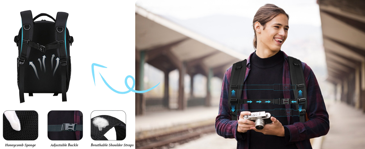 Водонепроникний рюкзак для фотоапарата: камера, DSLR, SLR, об'єктив, штатив, аксесуари, чорний