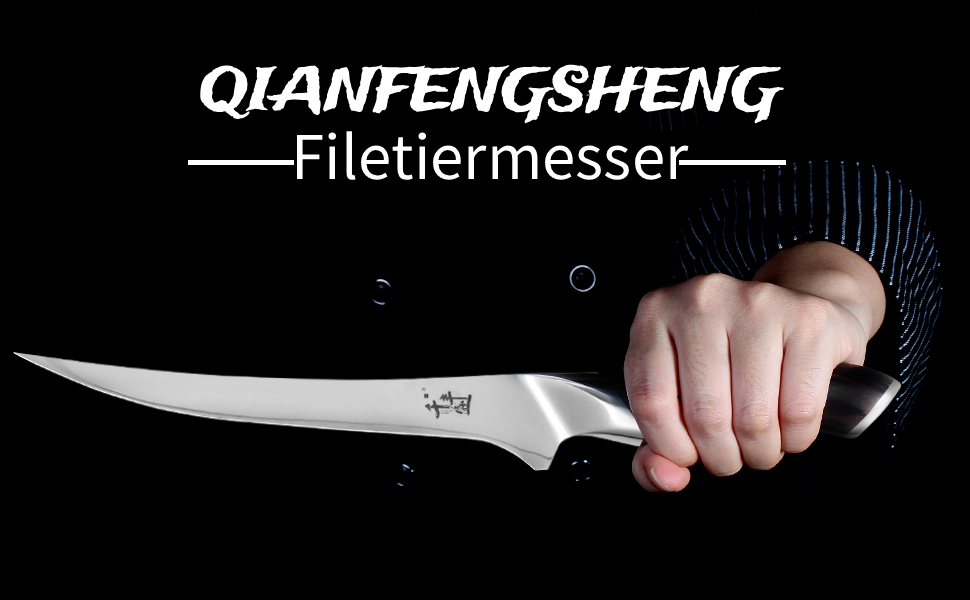 Кухонний ніж для філе QIANFENGSHENG 20 см, ніж для обробки м'яса, VG-10 сталь, професійний, з ергономічною ручкою