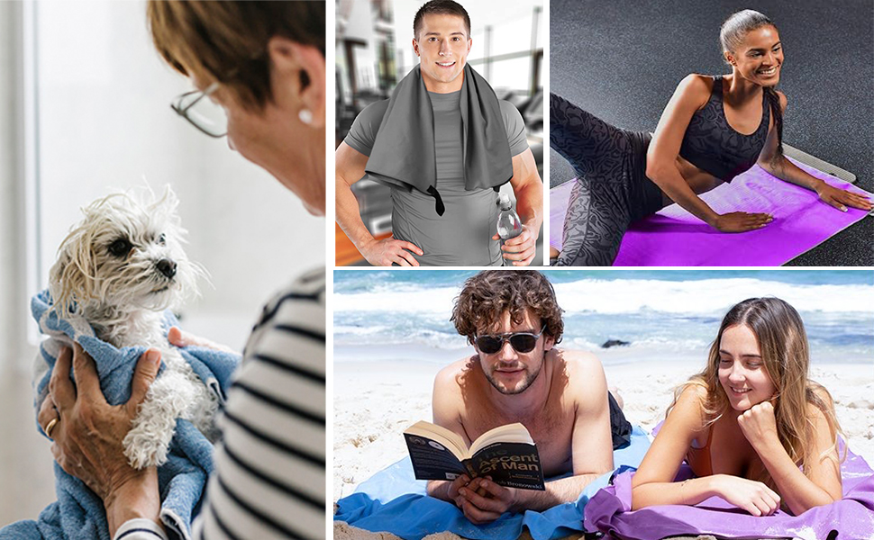 Мікрофібровий рушник для пляжу та спорту, комплект 2 шт (180x80cm + 80x40cm), рожевий