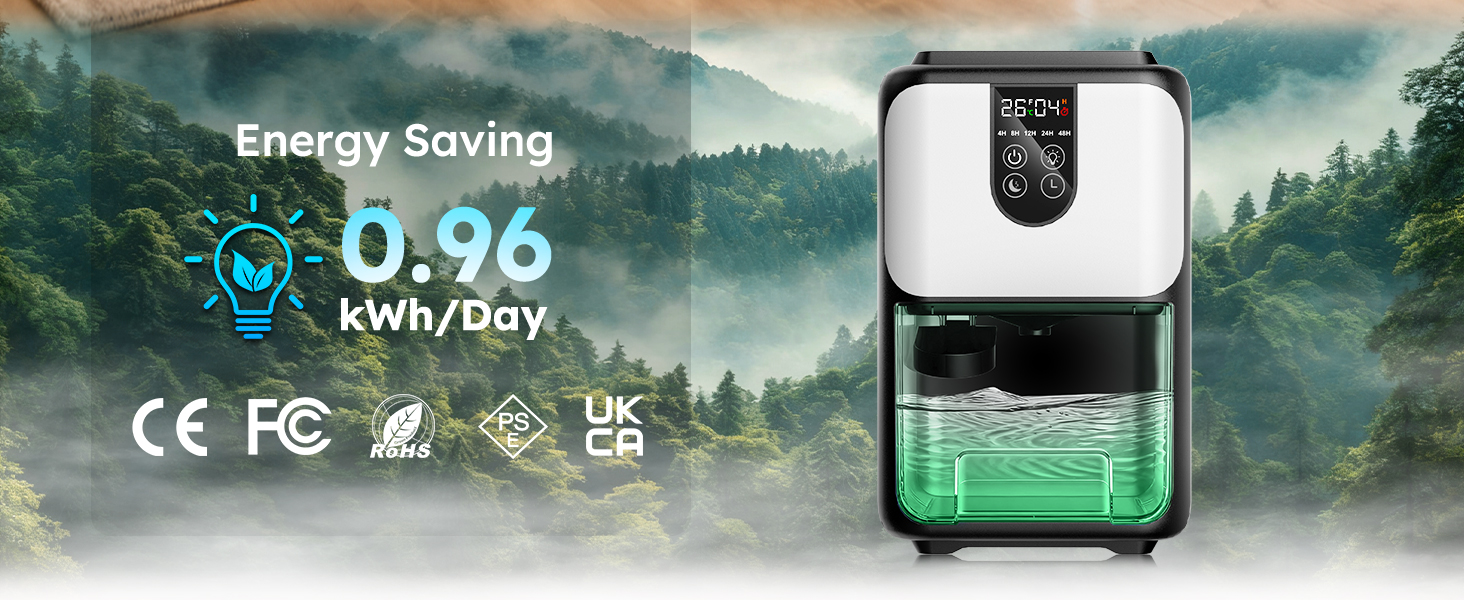 Електричний осушувач повітря 1800 мл з автовимкненням, тихий осушувач для дому з 7 кольоровою підсвіткою, таймером 48 годин - ідеальний для спальні, ванної кімнати, підвалу, кемперу та шафи. Сірий колір.