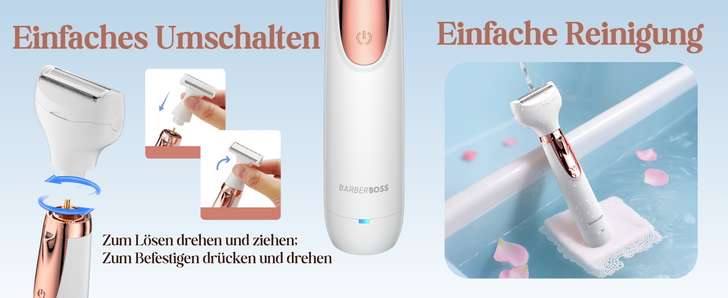 Електричний жіночий тример/рашувач BarberBoss 5-в-1 QR-8005: для обличчя, тіла, бікіні, носа та брів. Бездротовий, для мокрого та сухого гоління.