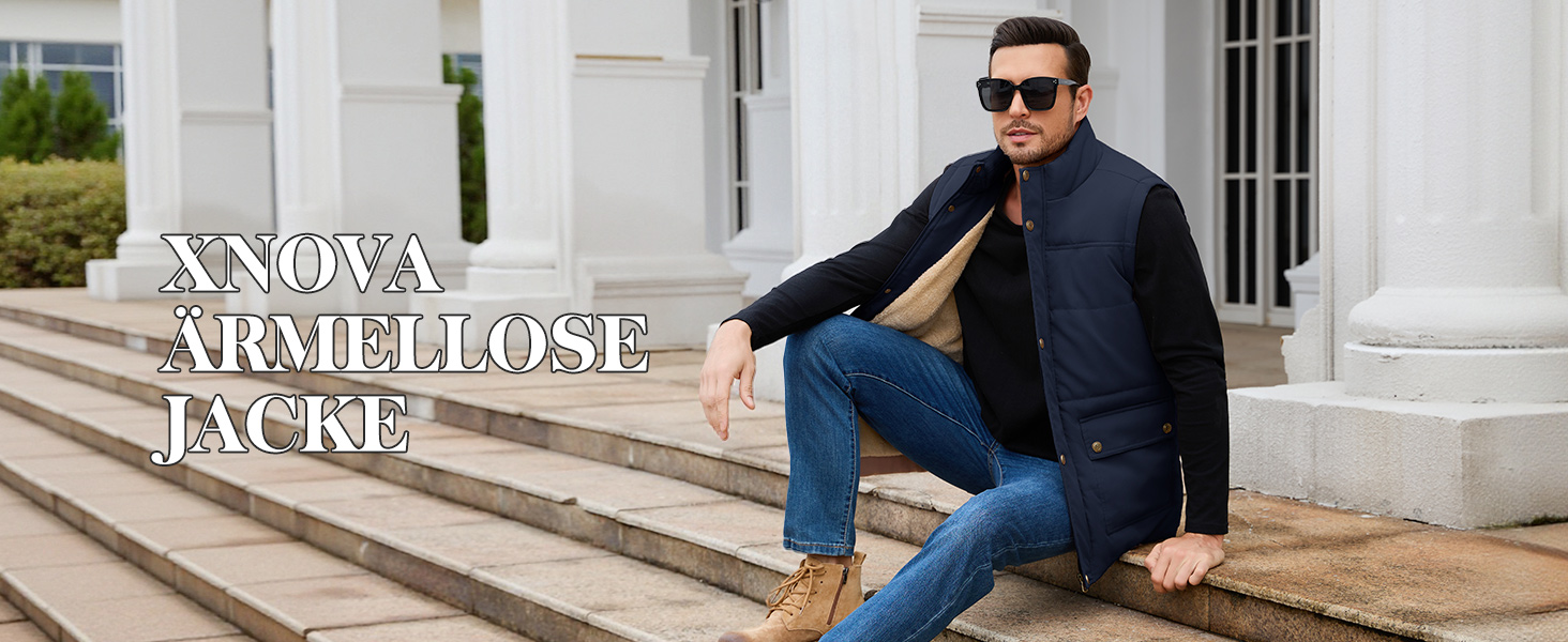 Чоловіча зимова жилетка Xnova з термопідкладкою Sherpa: тепла флісова жилетка, без рукавів, для полювання, роботи та активного відпочинку. Чорний колір, розмір M