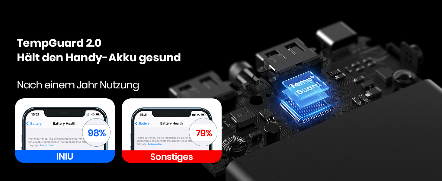 Power Bank INIU 10000mAh, ультратонкий, USB C, 3A, ліхтарик, сумісний з iPhone, Samsung, Huawei, чорний